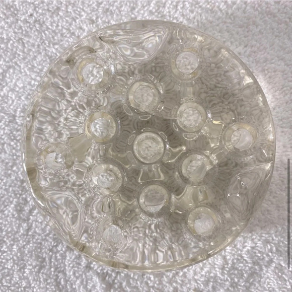 Vintage Clear  Glass 13 Hole Floral Flower Frog 4” - Picture 6 of 9